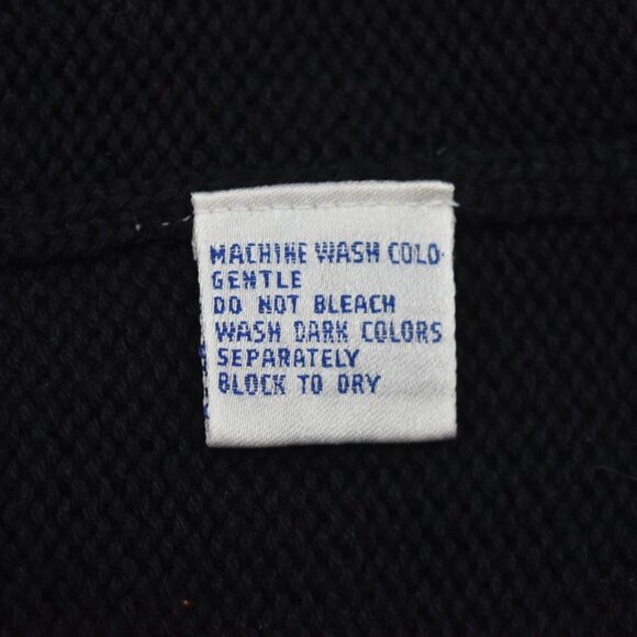 Vintage Picone Sport Black Cardigan Sweater Pumpkin Fall Leaves L 100% Cotton - Picture 4 of 5